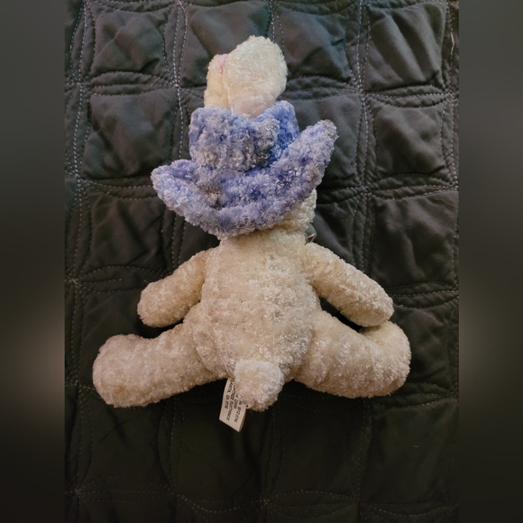 Chenille 12" White Easter Bunny Sunday Spring Hat Plush Stuffed Peachtree - Picture 2 of 8